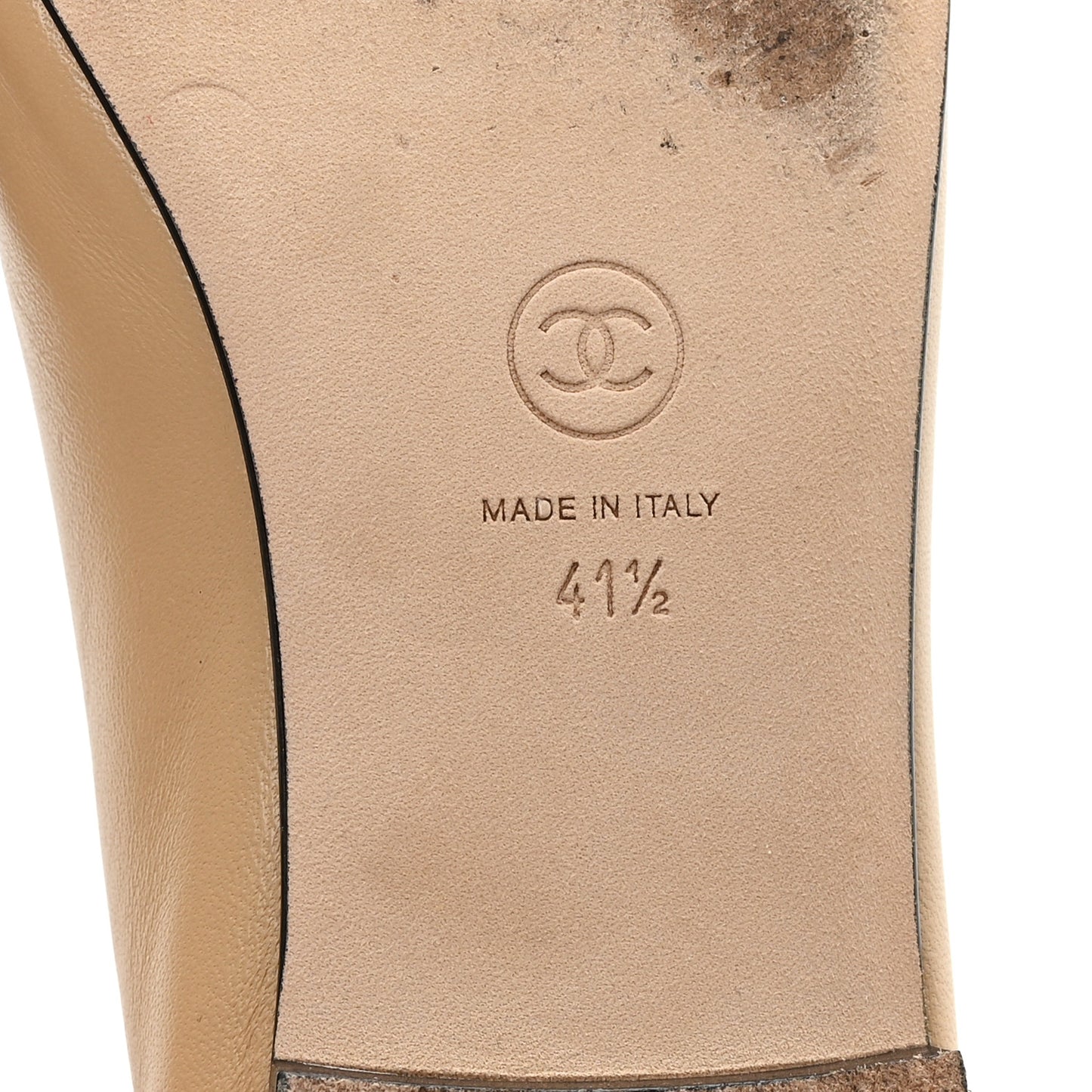 Lambskin Cap Toe CC Ballerina Flats 41.5 Beige Black
