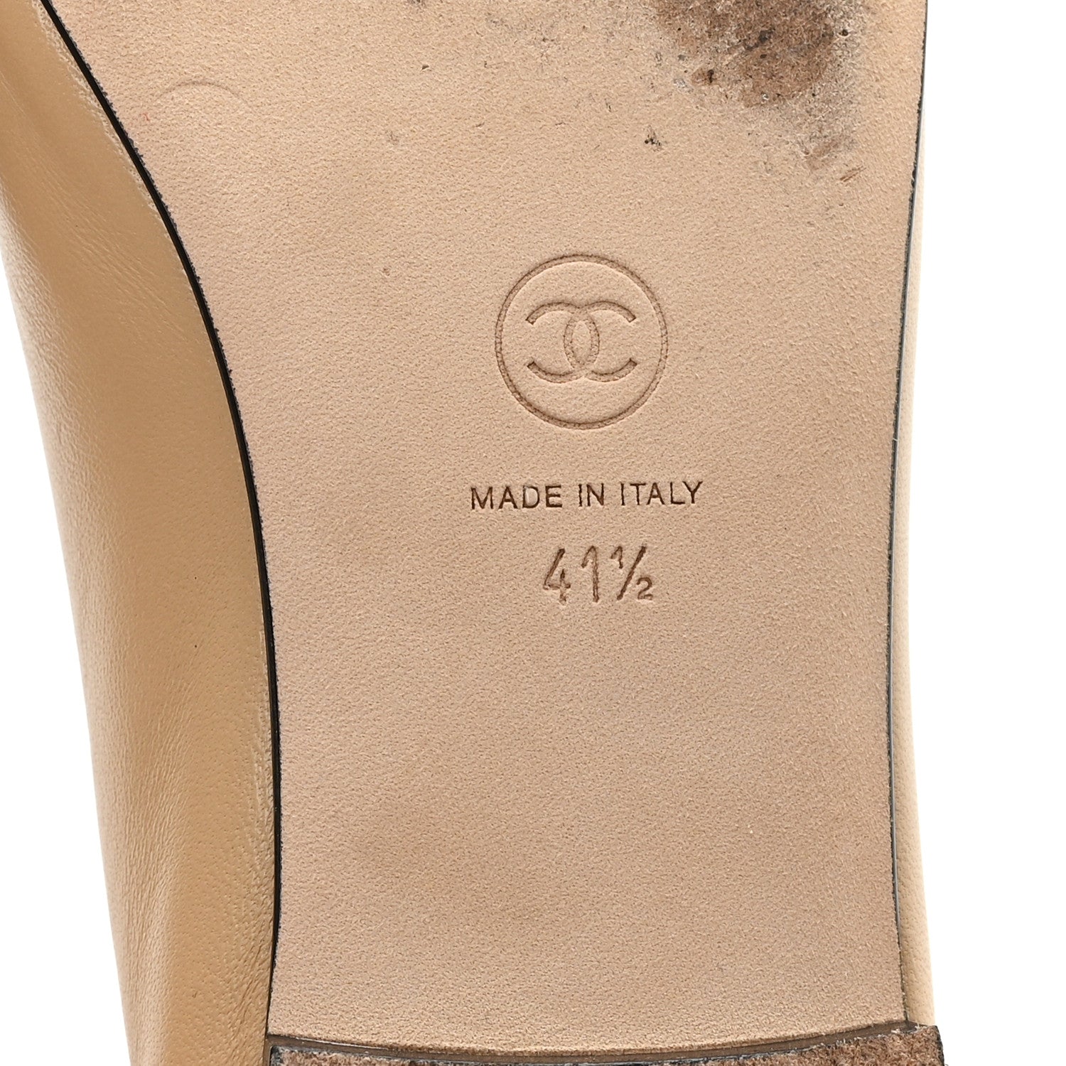 Chanel Lambskin Cap Toe CC Ballerina Flats 41.5 Beige Black 7 of 10