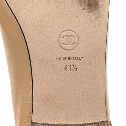 Chanel Lambskin Cap Toe CC Ballerina Flats 41.5 Beige Black 7 of 10