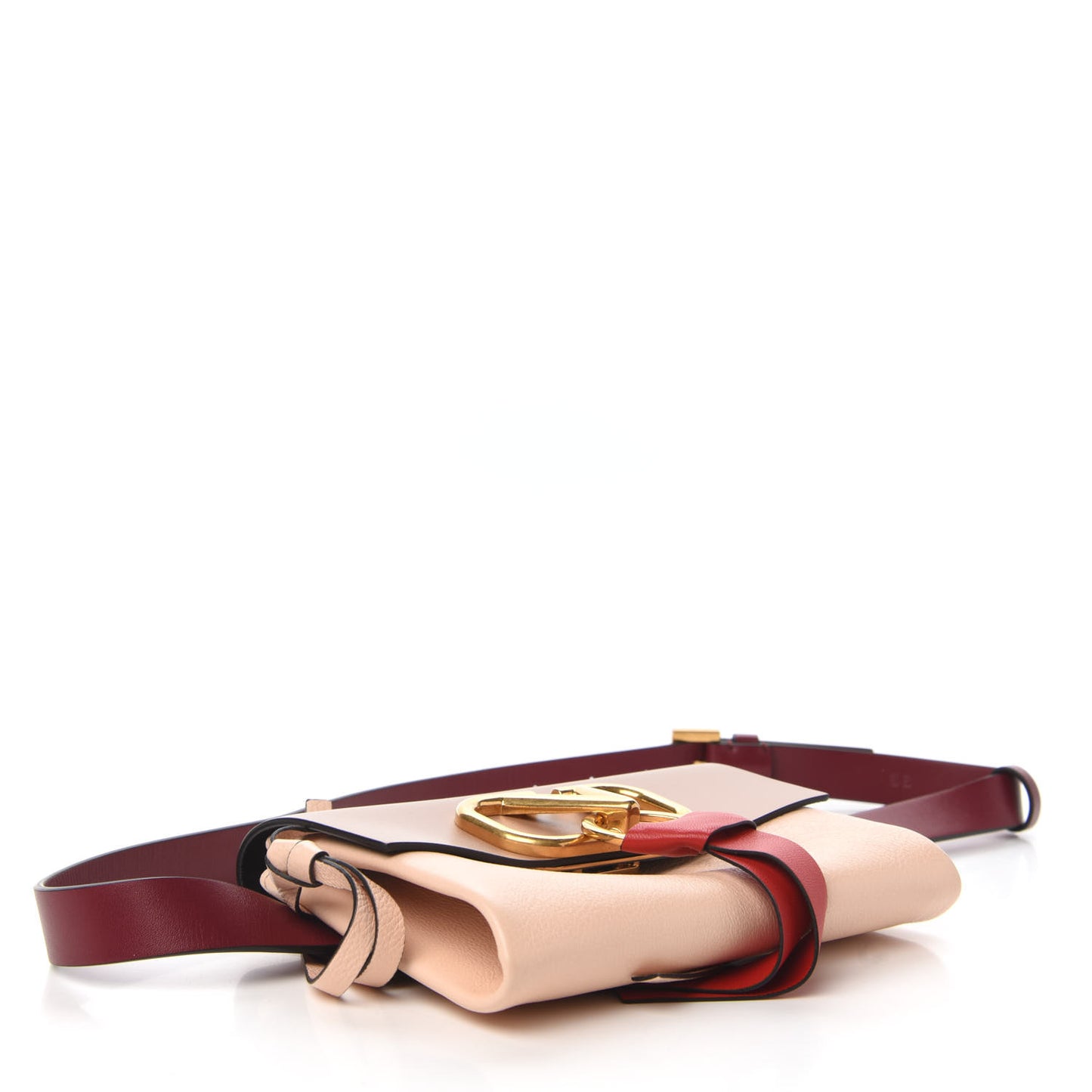 Buffalo Calfskin VRing Belt Bag 85 Rose Cannelle Light Ivory Cerise