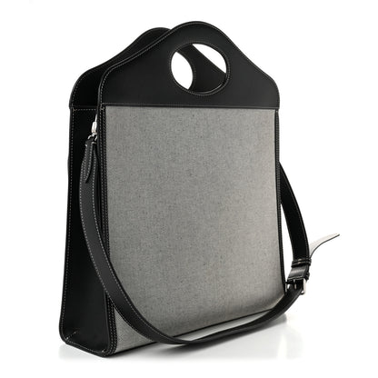 Burberry Canvas Smooth Calfskin Two Tone Medium Pocket Bag Black White 3 of 10