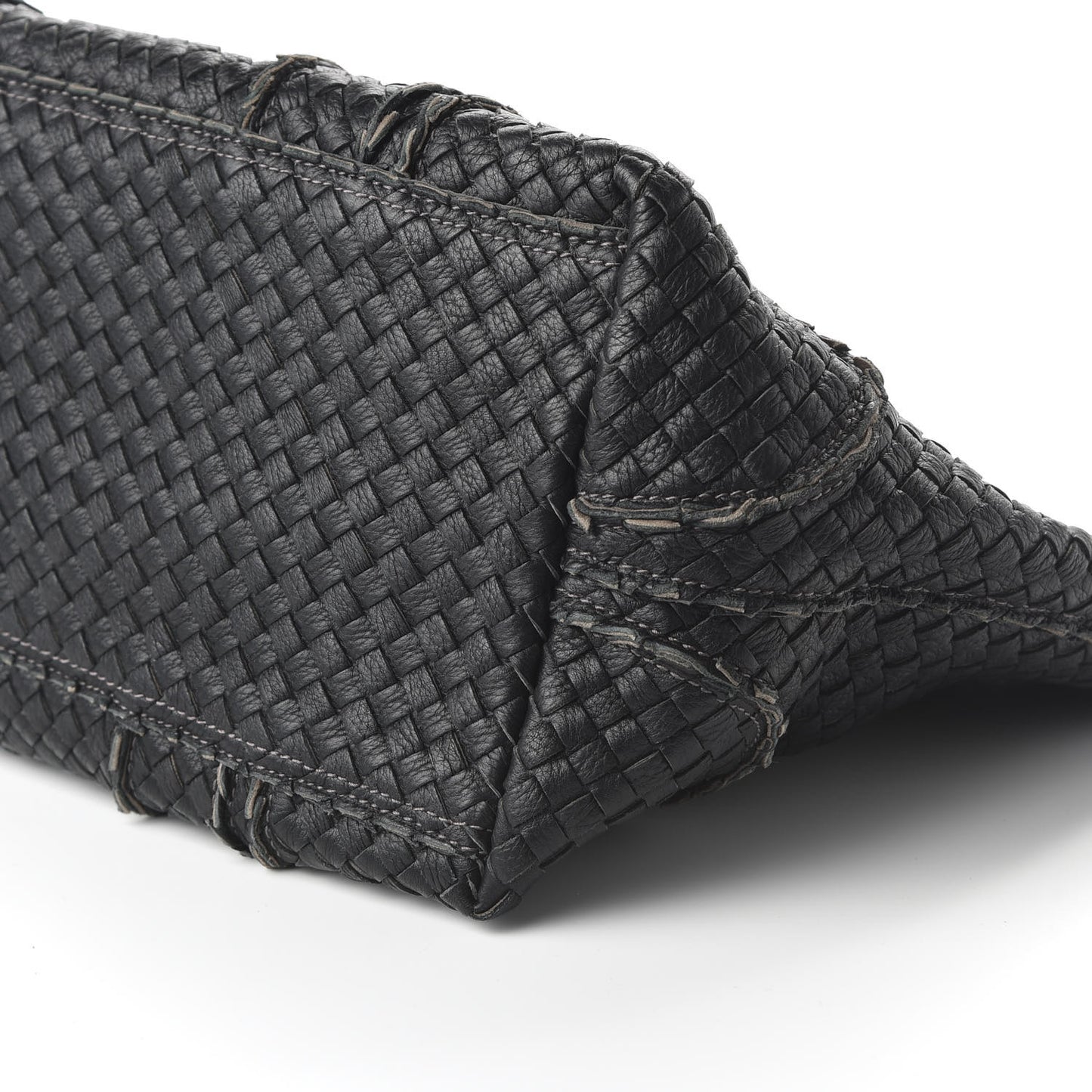 Cervo Intrecciato Large Shopping Tote Black