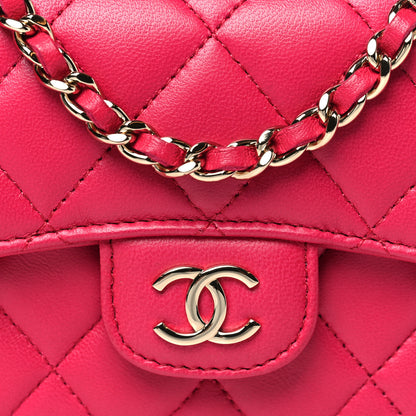 Chanel Lambskin Quilted Top Handle Flap Coin Purse With Chain Dark Pink 9 of 12