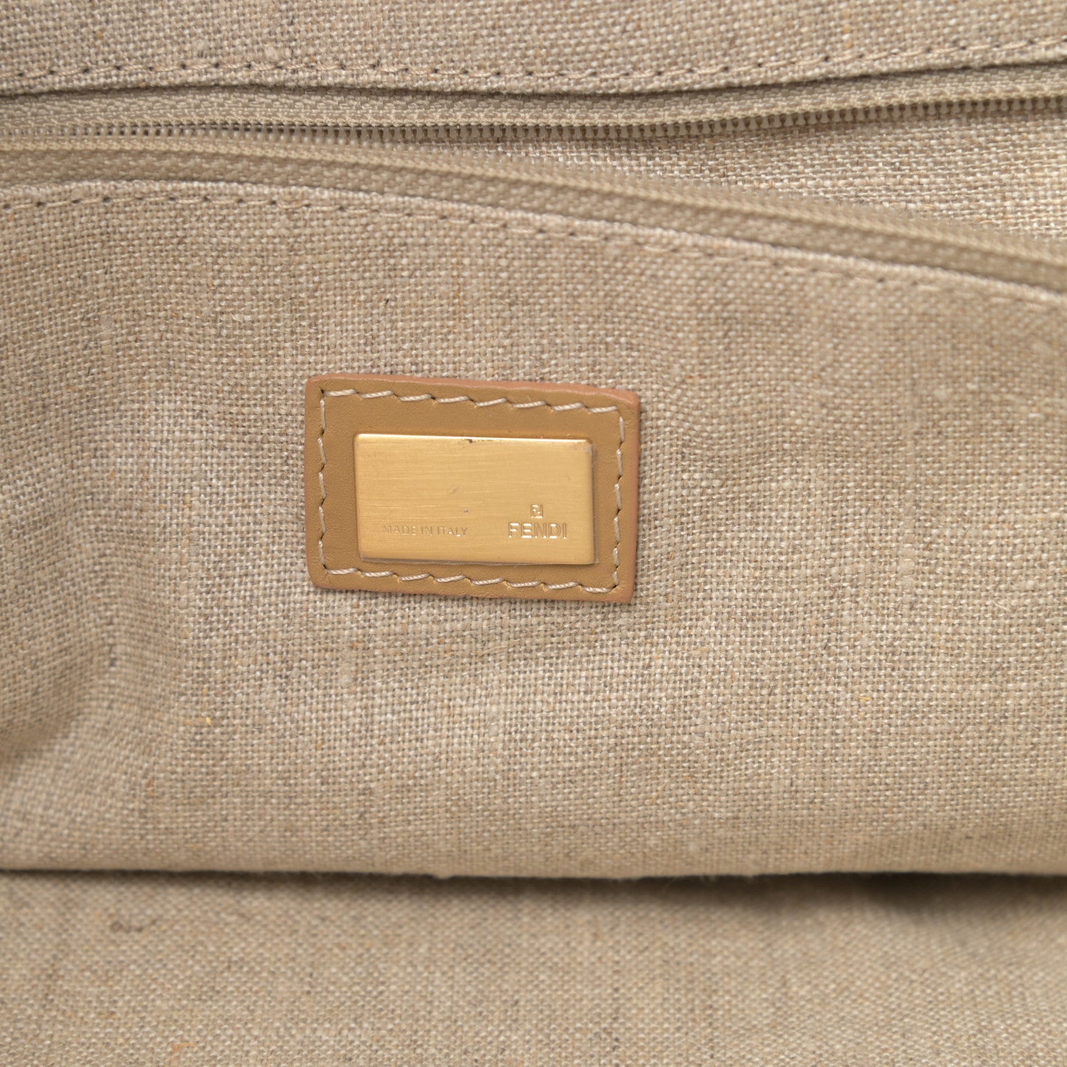 Fendi Canvas Metallic Calfskin Woven FF Roll Tote Gold 6 of 16