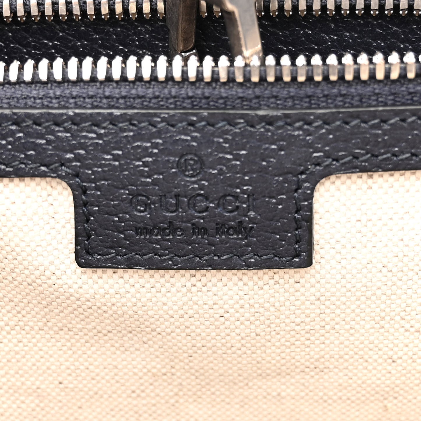 GG Supreme Monogram Textured Dollar Calfskin Web Medium Retro Interlocking G Tote Bag Beige Blue
