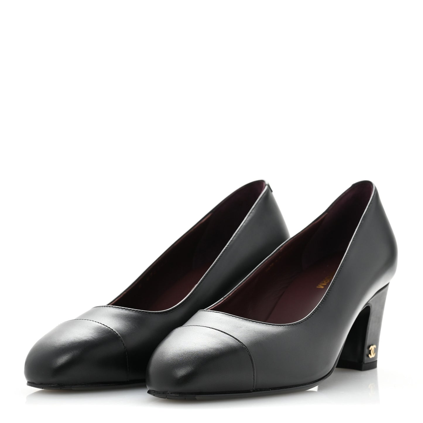 Lambskin Cap Toe CC Uniform Pumps 37 Black
