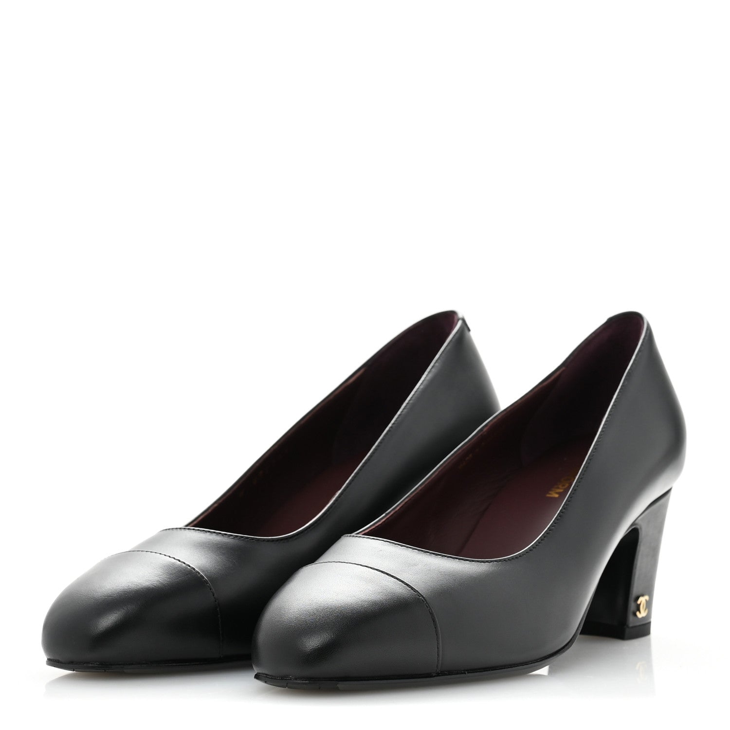 Chanel Lambskin Cap Toe CC Uniform Pumps 37 Black 4 of 11