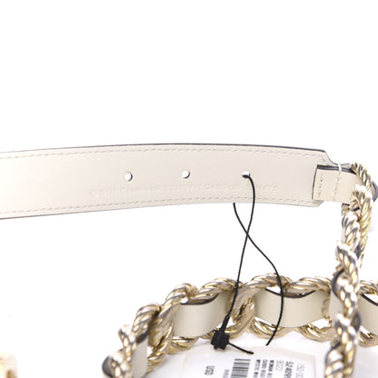 Gucci Calfskin Torchon Double G Chain 25mm Belt 80 32 Mystic White 3 of 3