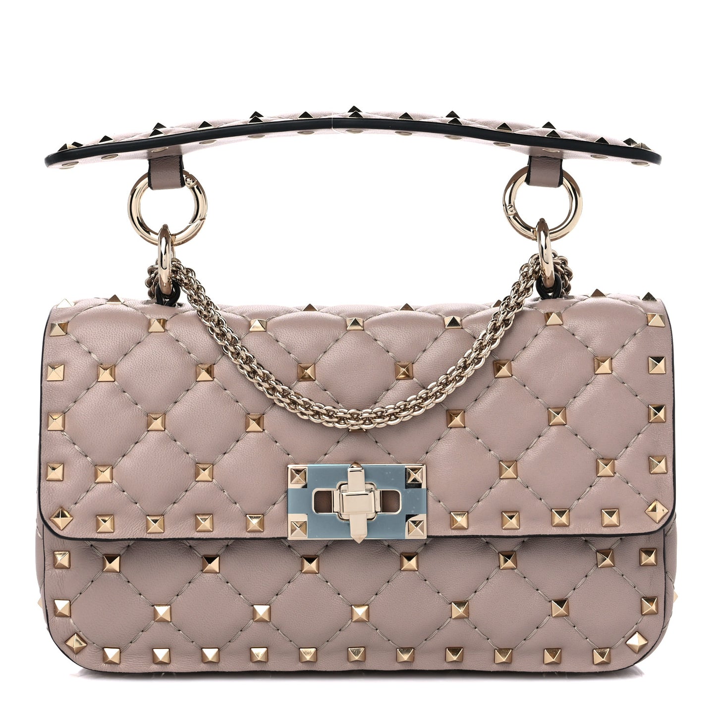 Nappa Small Rockstud Spike Shoulder Bag Poudre