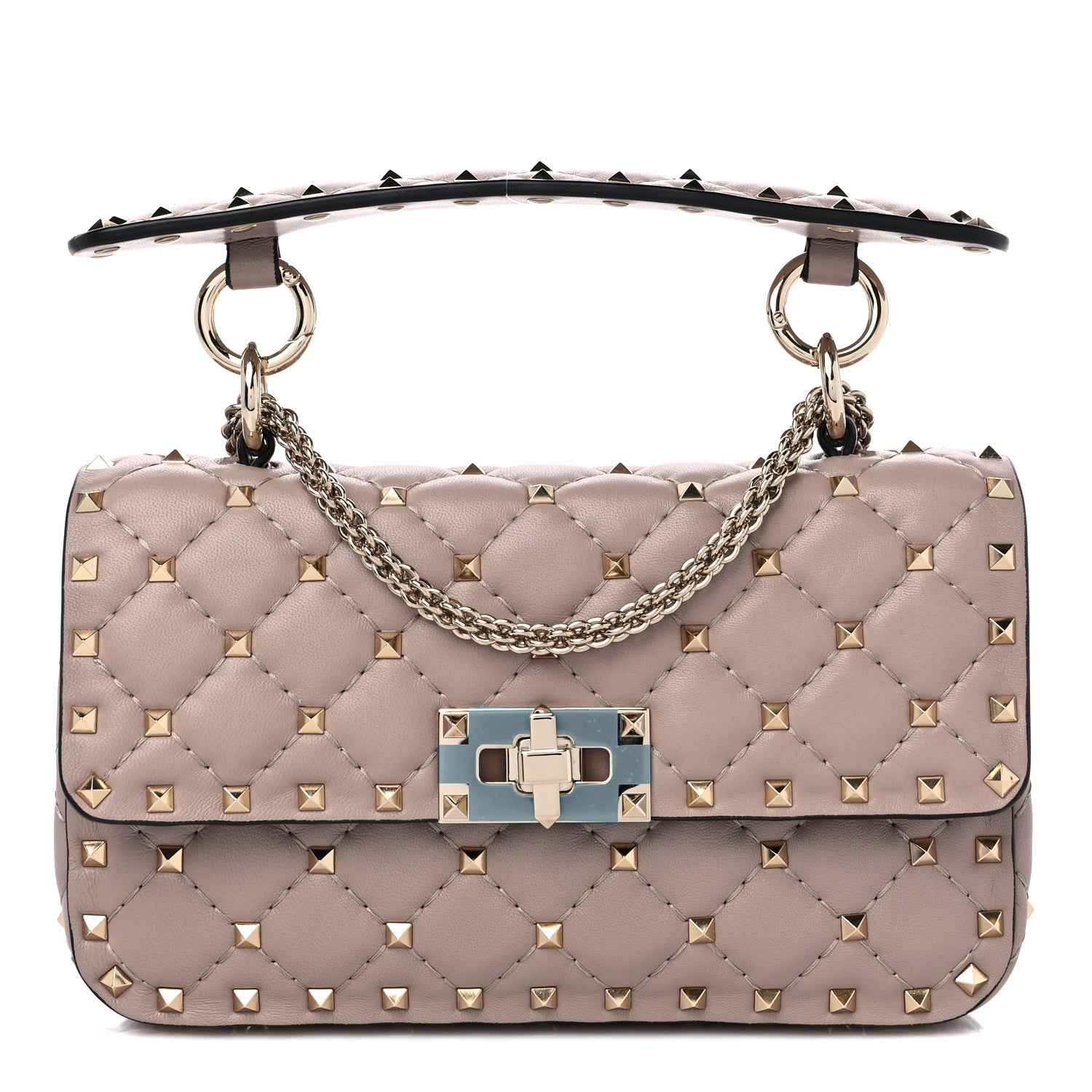 Valentino Garavani Nappa Small Rockstud Spike Shoulder Bag Poudre 1 of 8