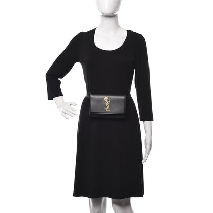 Saint Laurent Smooth Calfskin Monogram Palm Tree Kate Belt Bag Black 2 of 10