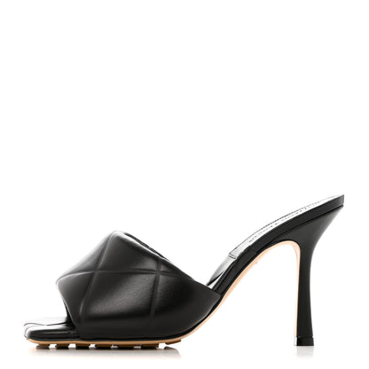 Bottega Veneta Nappa Quilted Rubber Lido Mule Sandals 38 Black 1 of 9