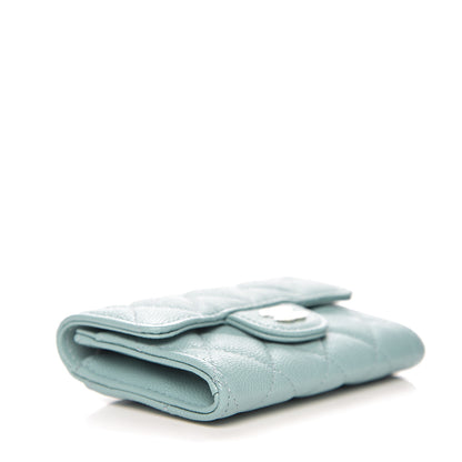 Chanel Iridescent Caviar Quilted Flap Card Holder Wallet Light Blue 3 of 8