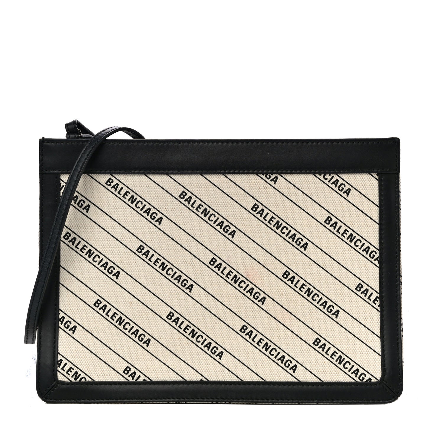 Cotton Canvas Logo Pochette Crossbody Bag Natural Black