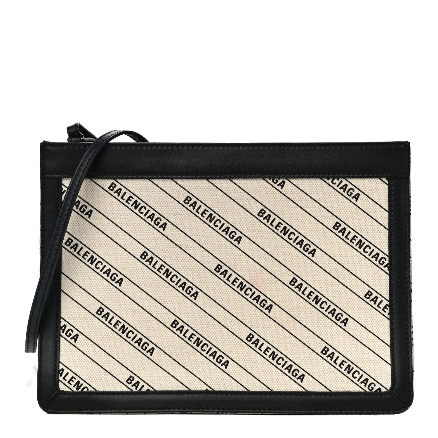 Balenciaga Cotton Canvas Logo Pochette Crossbody Bag Natural Black 1 of 15