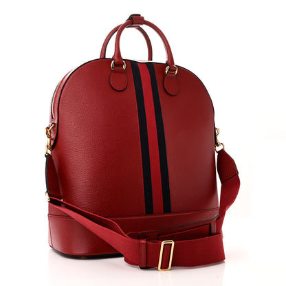 Gucci Textured Dollar Calfskin Web Small Savoy Bowling Tote Red 3 of 10