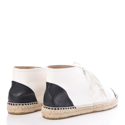 Chanel Lambskin Cap Toe Lace Up Espadrilles 42 White Black 4 of 8