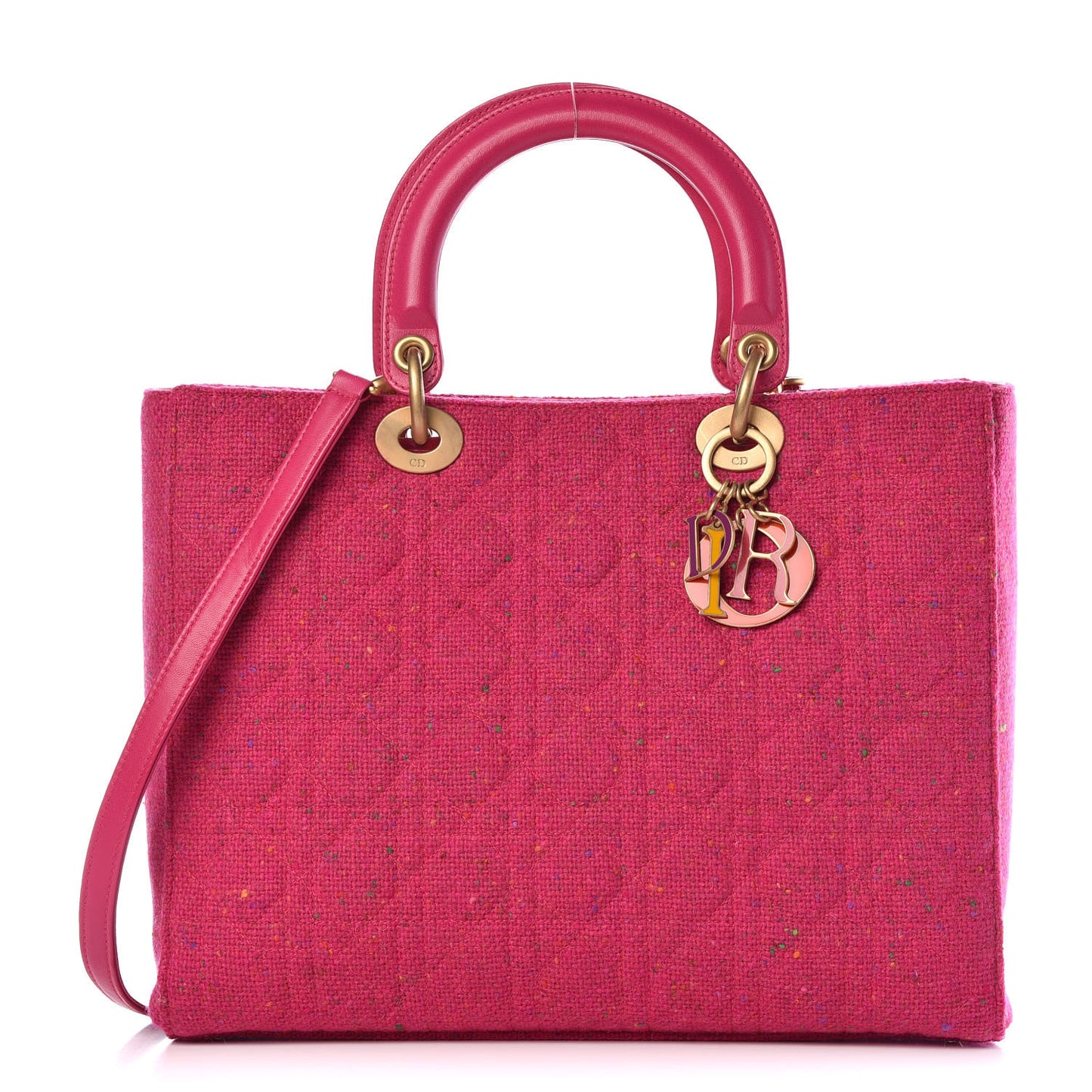 Tweed Cannage Large Lady Dior Rose Moyen