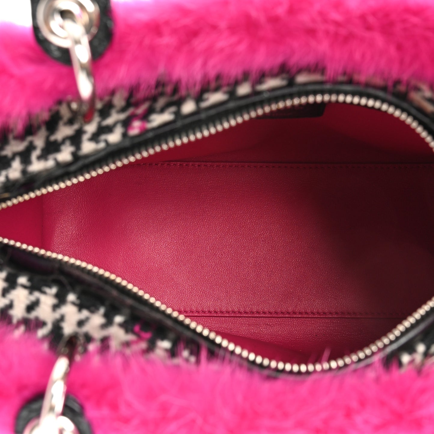 Tweed Crocodile Mink Plaid Medium Lady Dior Black Pink White
