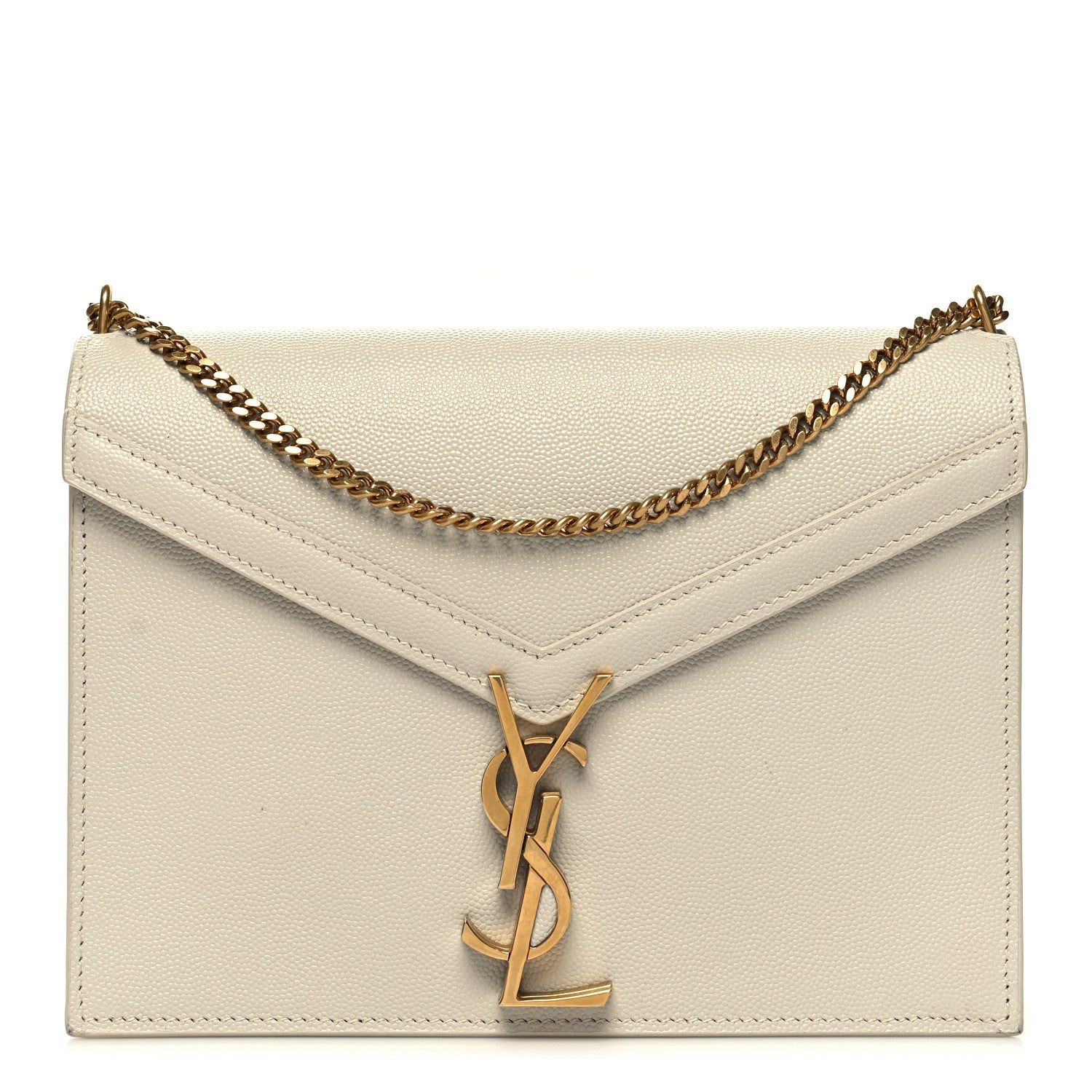 Saint Laurent Grain De Poudre Monogram Cassandra Clasp Bag Crema Soft 1 of 11