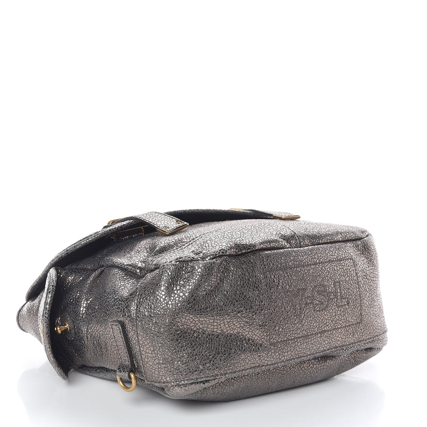 Metallic Calfskin Large Besace Tote Volcano Silver
