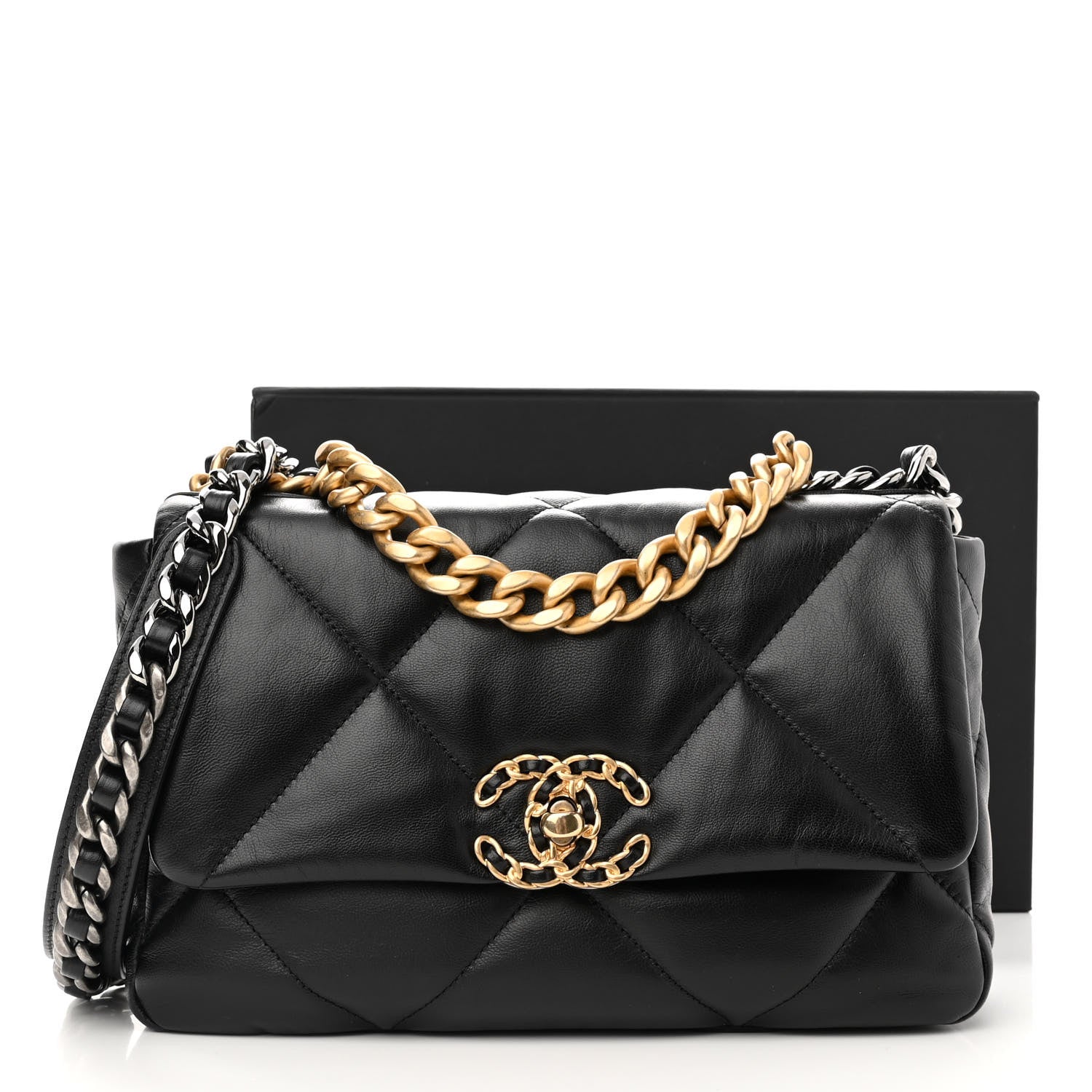Chanel Lambskin Quilted Medium Chanel 19 Flap Black 13 of 13