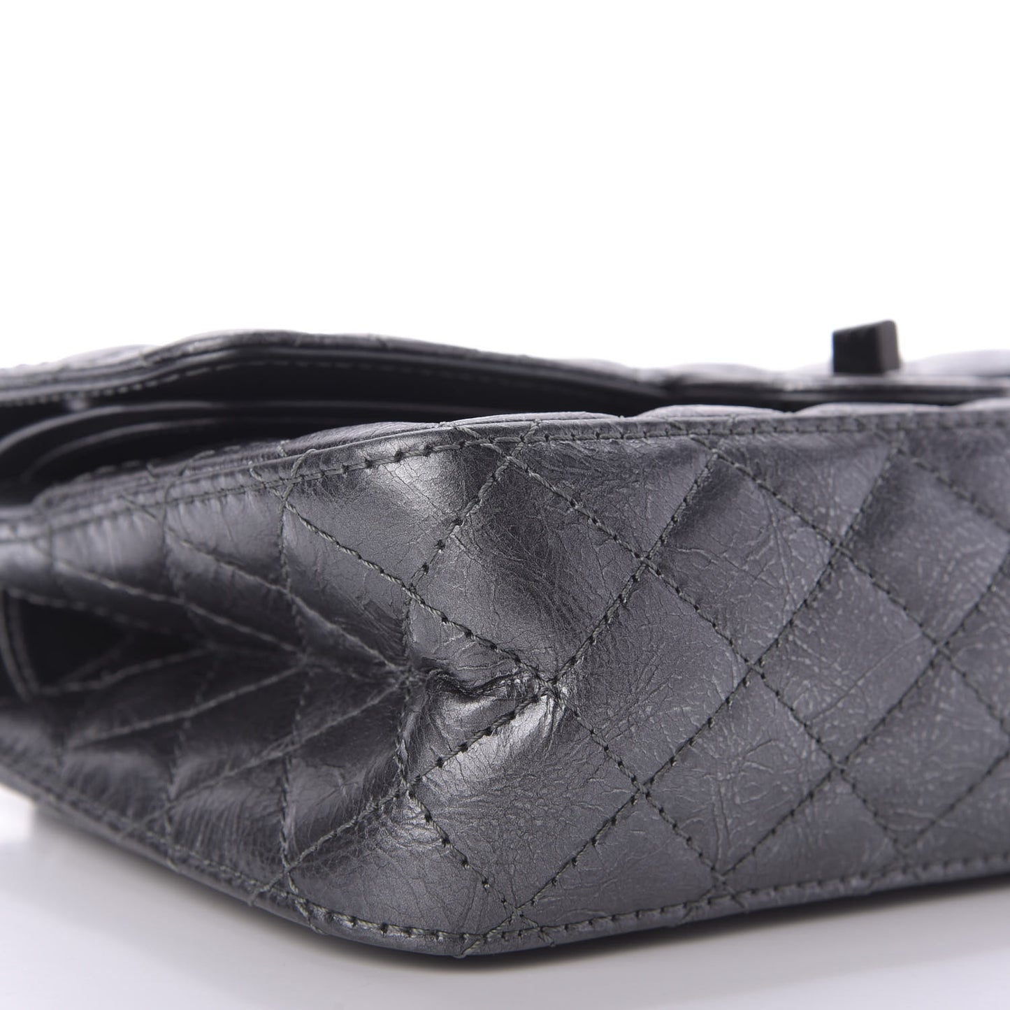 Metallic Aged Calfskin Quilted 2.55 Reissue 225 Flap Charcoal