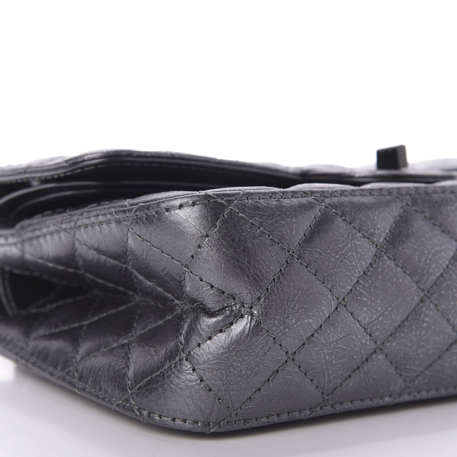Chanel Metallic Aged Calfskin Quilted 2.55 Reissue 225 Flap Charcoal 6 of 9