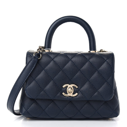 Chanel Caviar Quilted Extra Mini Coco Handle Flap Navy 1 of 8