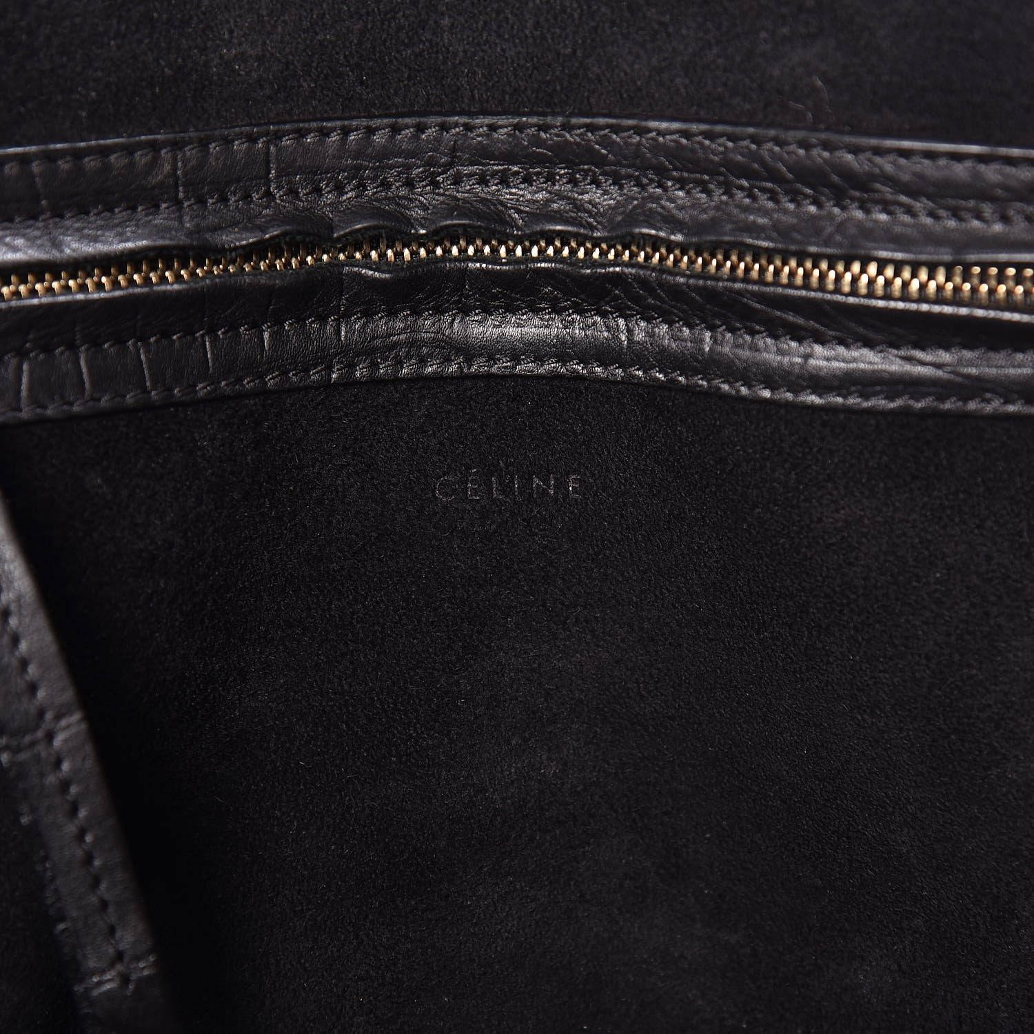 Celine Crocodile Embossed Calfskin Medium Phantom Luggage Black 8 of 17