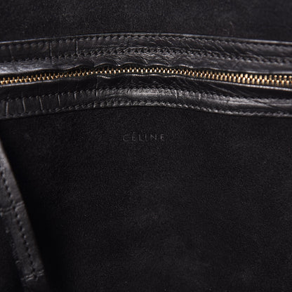 Celine Crocodile Embossed Calfskin Medium Phantom Luggage Black 8 of 17