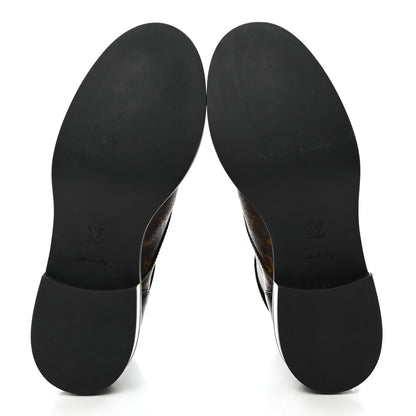 Louis Vuitton Calfskin Monogram Wonderland Flat Ranger Boots 38 Black 5 of 8
