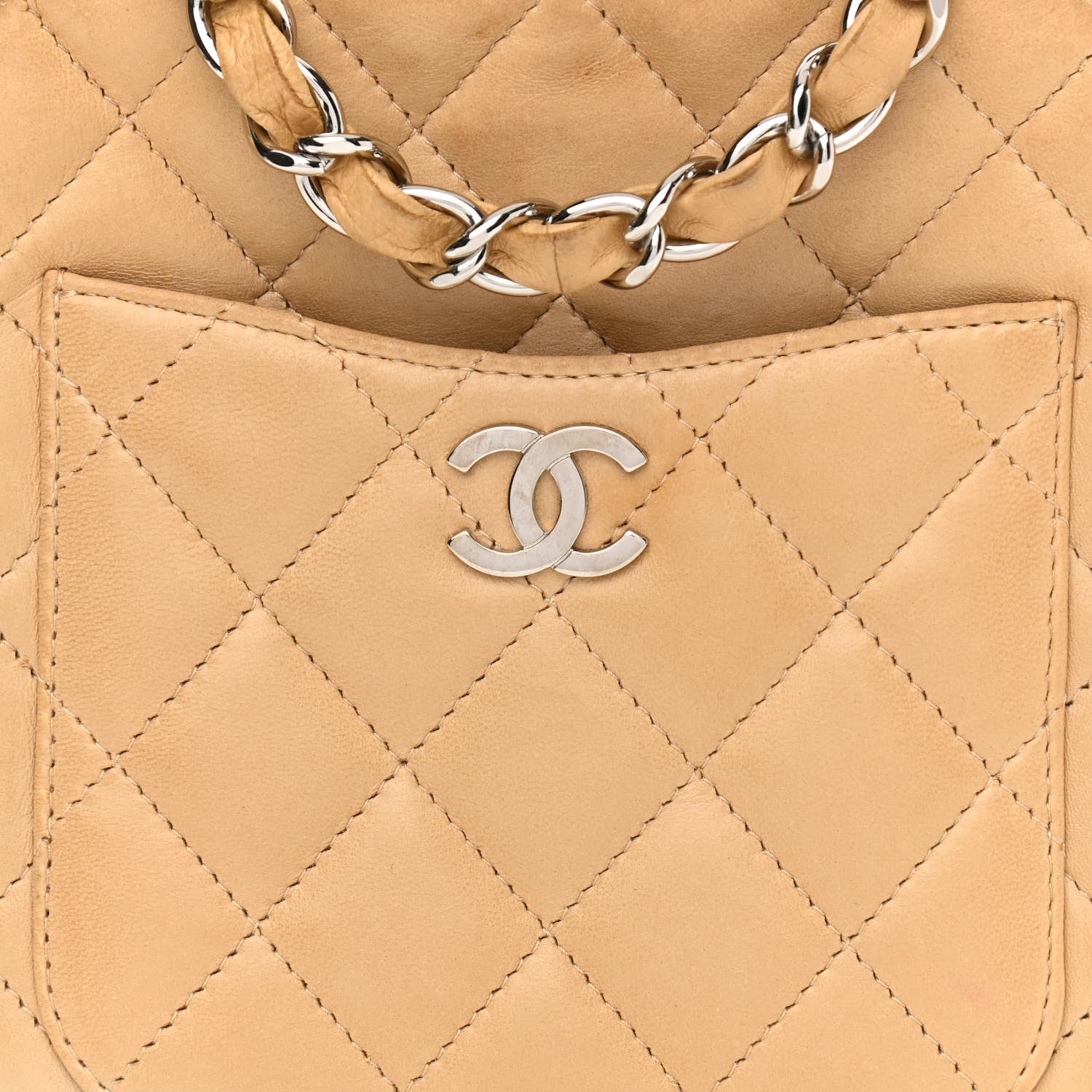 Chanel Lambskin Quilted Mini Messenger Bag Beige 8 of 15