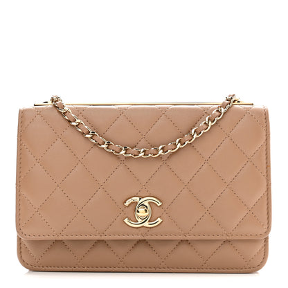 Chanel Lambskin Quilted Trendy CC Wallet On Chain WOC Beige 1 of 12