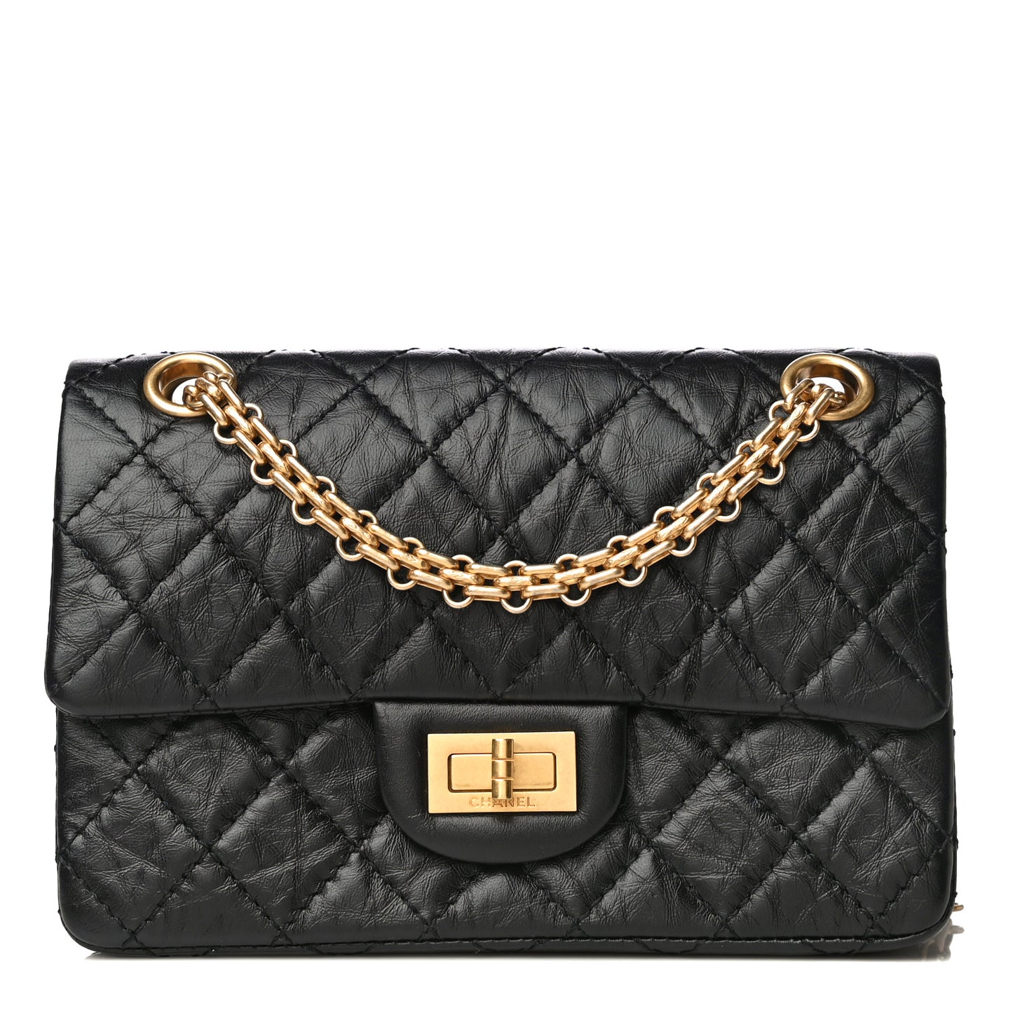 Aged Calfskin Quilted 2.55 Reissue Mini Flap Black