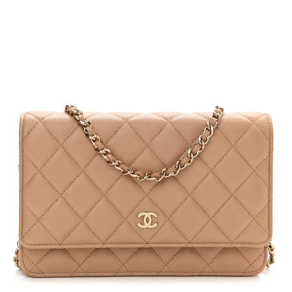 Chanel Caviar Quilted Wallet On Chain WOC Beige 1 of 12