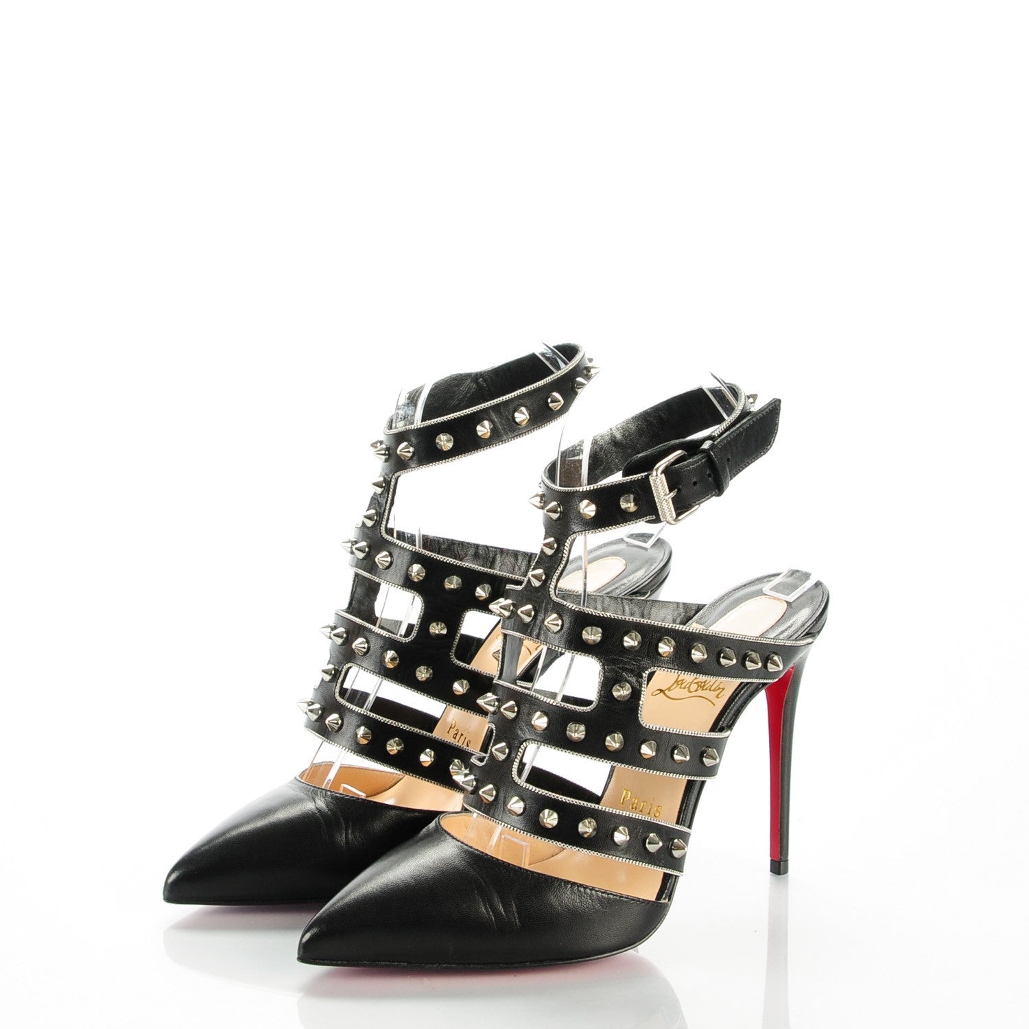 Christian Louboutin Kid Tchicaboum 100 Pumps 36 Black Silver 3 of 8