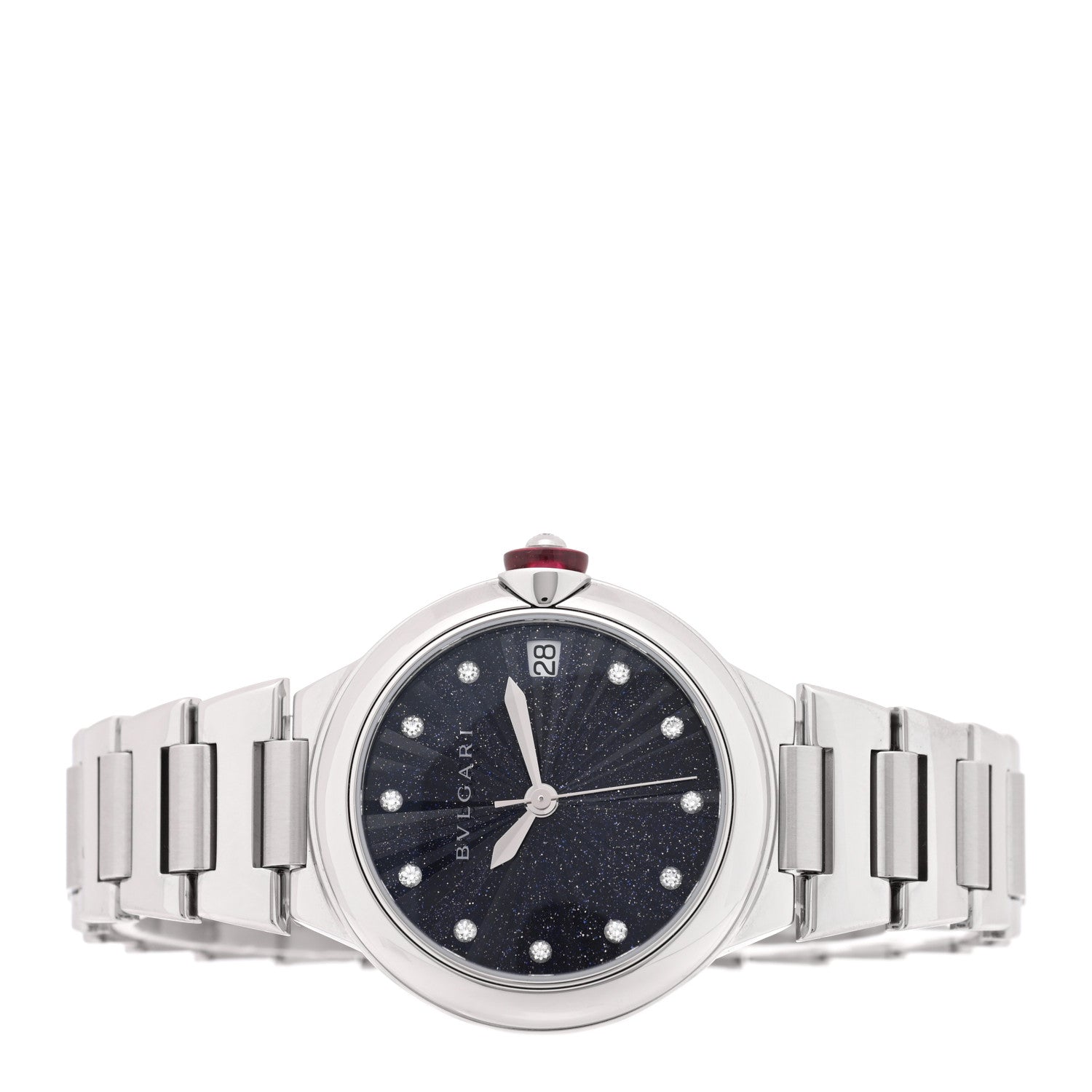 Bulgari Stainless Steel Diamond 33mm Blue Aventurine Lucea Automatic Watch 2 of 4