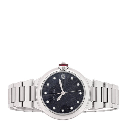 Bulgari Stainless Steel Diamond 33mm Blue Aventurine Lucea Automatic Watch 2 of 4