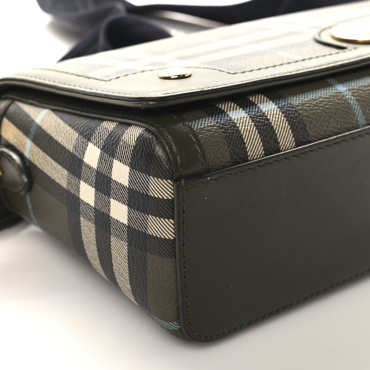 Burberry Coated Canvas Calfskin Vintage Check Note Top Handle Shoulder Bag Olive Green 9 of 11