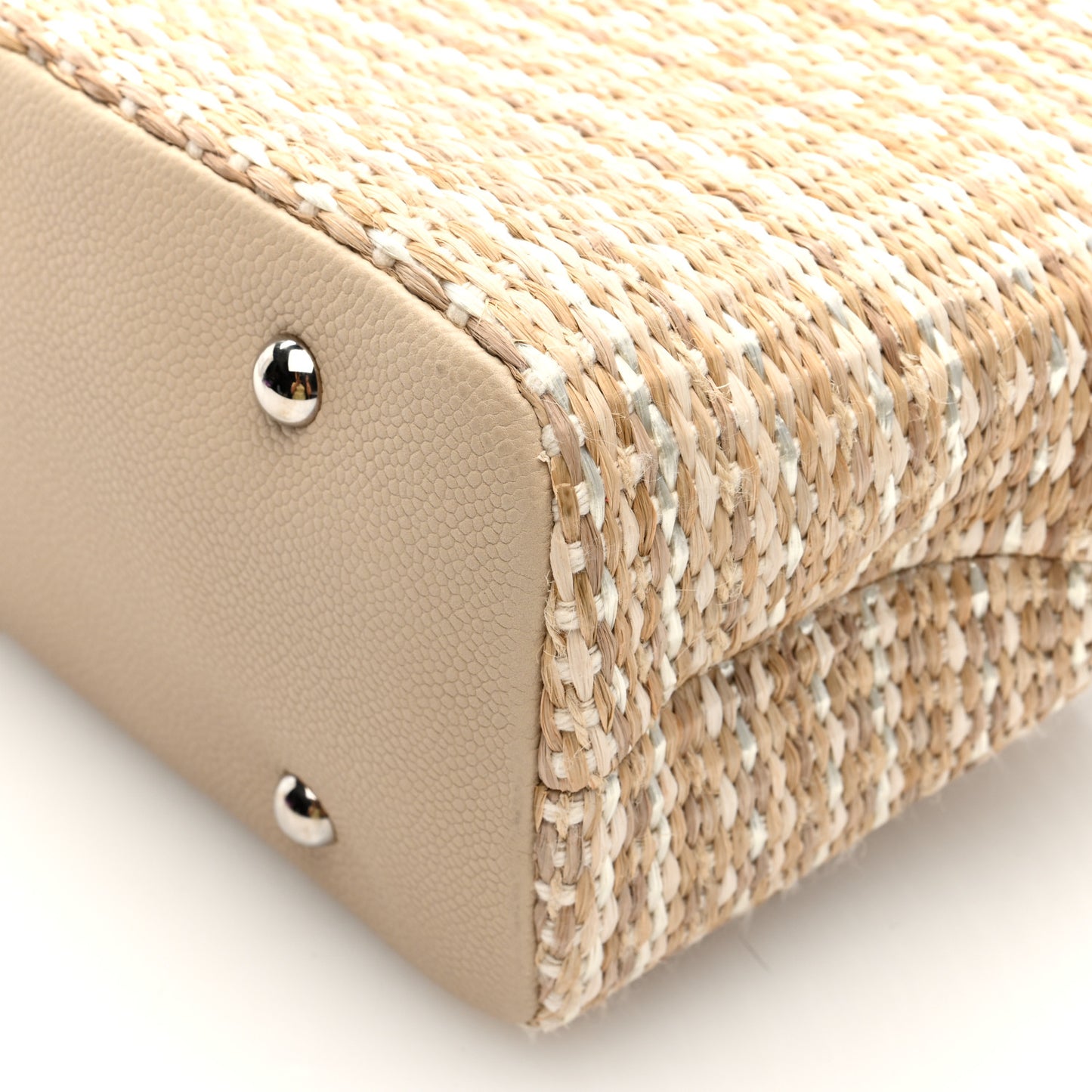 Woven Straw Caviar Tote Beige