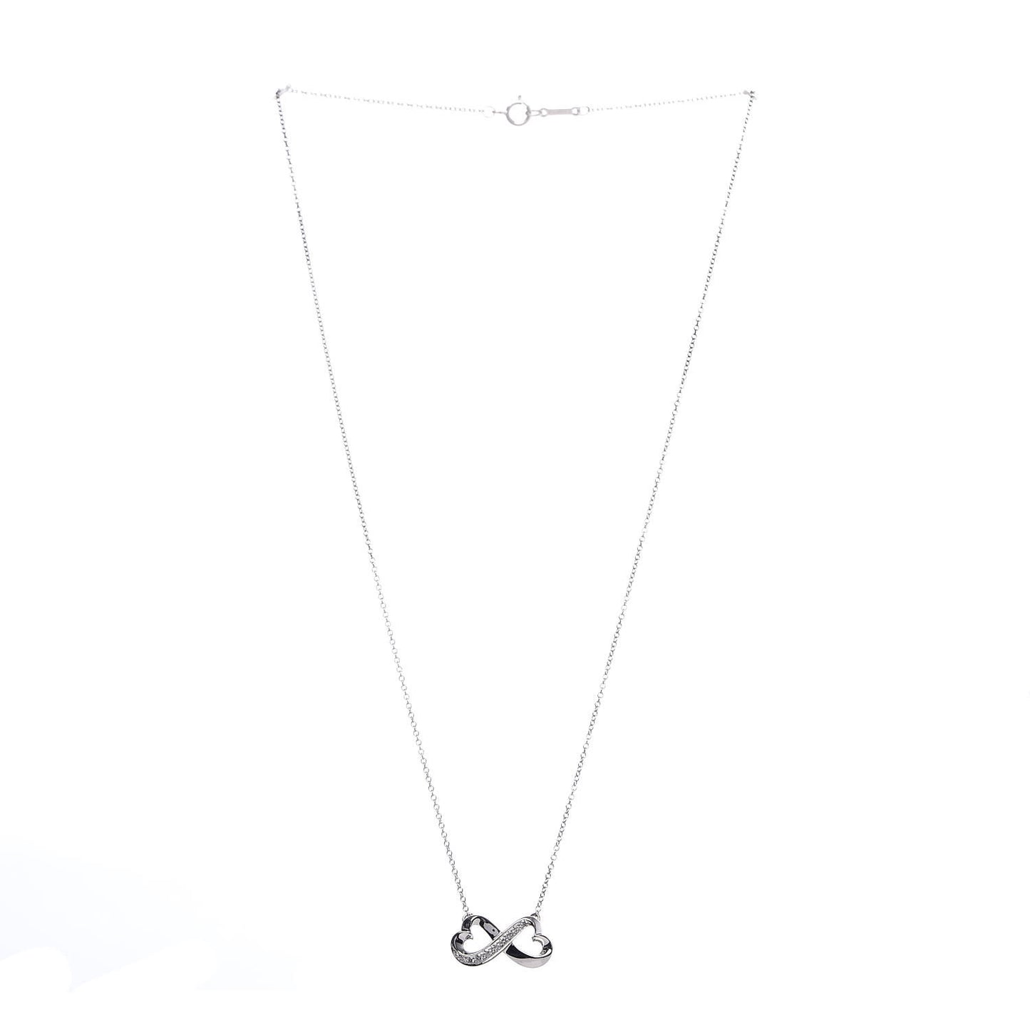 18K White Gold Diamond Paloma Picasso Double Loving Heart Necklace