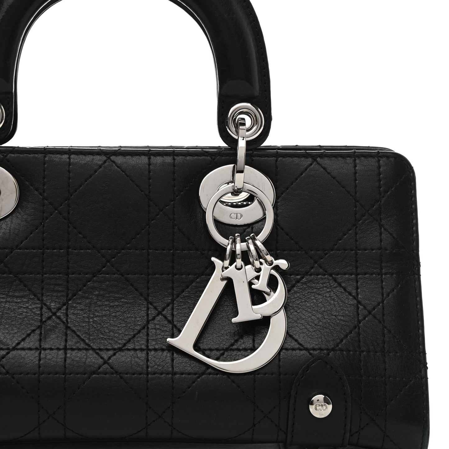 Calfskin Cannage Stitched Small Lady East West Lady Dior Black