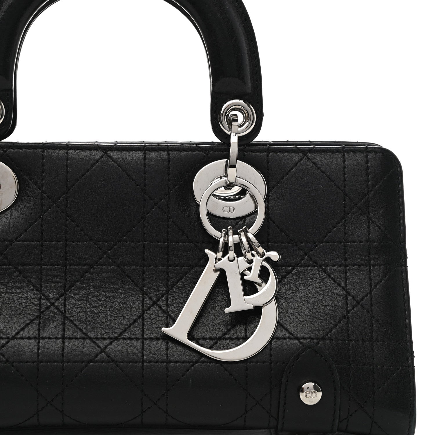 Christian Dior Calfskin Cannage Stitched Small Lady East West Lady Dior Black 8 of 16