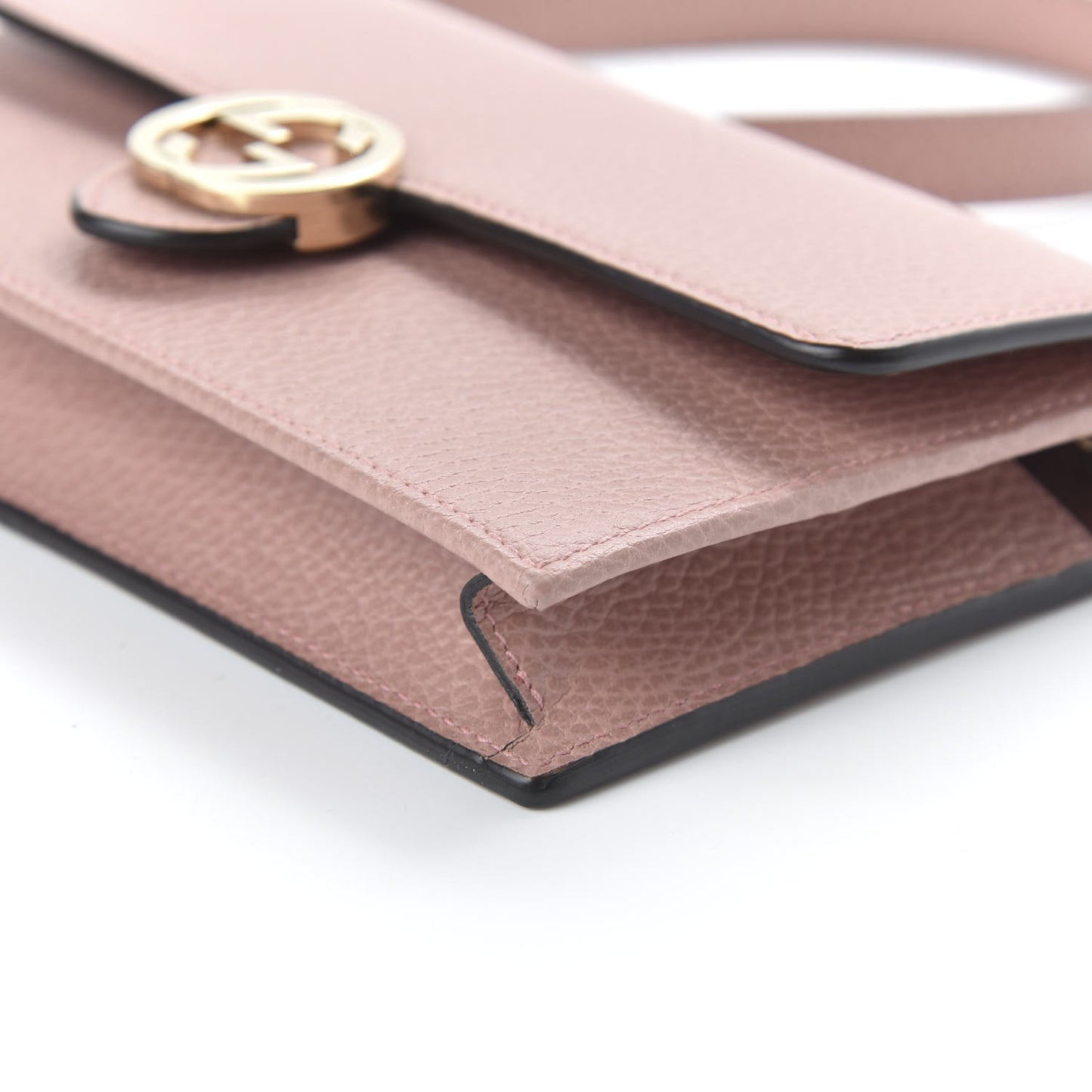 Dollar Calfskin Interlocking G Chain Wallet Soft Pink