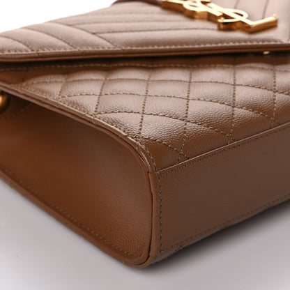 Saint Laurent Grain De Poudre Textured Mixed Matelasse Triquilt Medium Monogram Satchel Tan 8 of 10