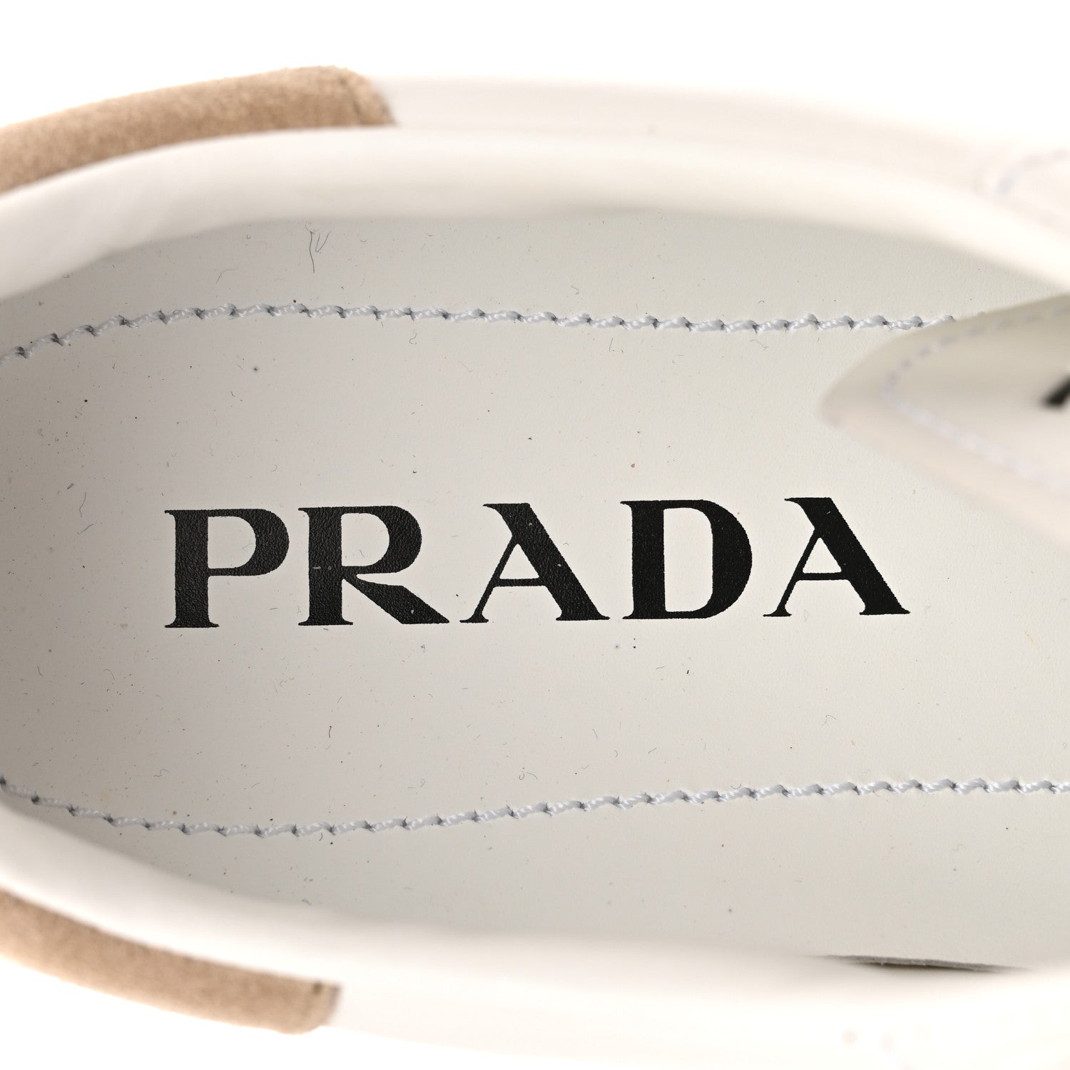 Prada Vitello Soft Scamosciato Triangle Sneakers 37 White Deserto 7 of 10