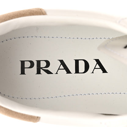 Prada Vitello Soft Scamosciato Triangle Sneakers 37 White Deserto 7 of 10