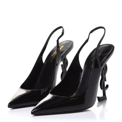 Saint Laurent Patent Opyum 110 Slingback Pumps 39 Black 3 of 9