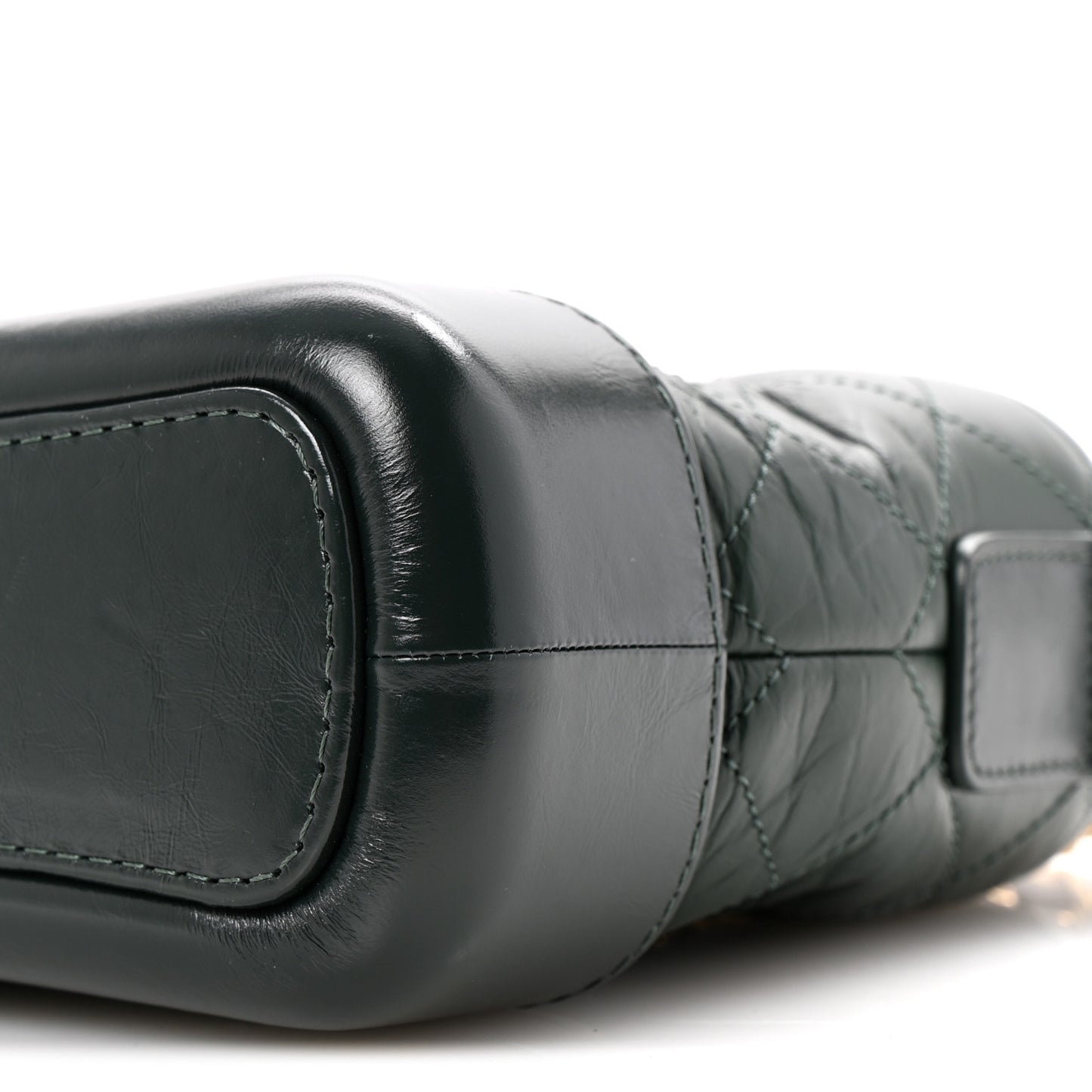 Aged Calfskin Quilted Small Gabrielle Hobo Dark Green